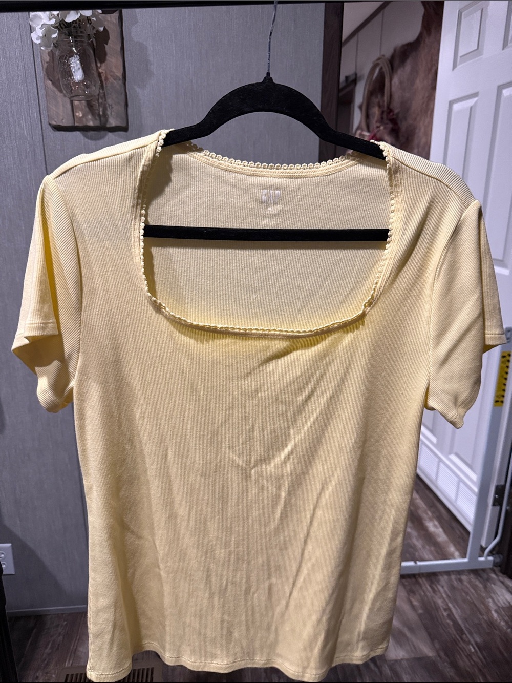 GAP Pale Yellow Square Neck Short Sleeve Tee